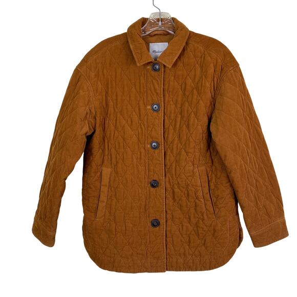 Madewell Sz S Quilted Corduroy Walton Shirt-Jacket Barn Coat Insulated Cotton - Picture 4 of 16